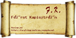 Fürst Kapisztrán névjegykártya